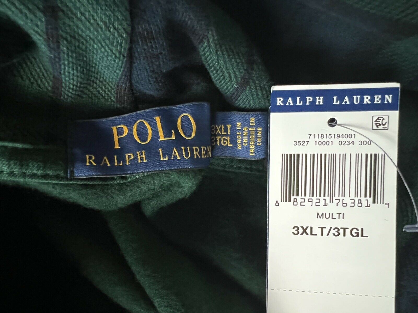 Neu mit Etikett: Polo Ralph Lauren Langarm-Bärenpullover mit Kapuze, Grün, 3XLT/3TGL 