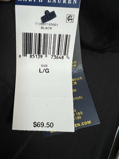 Neu mit Etikett: 69,50 $ Polo Ralph Lauren Langarm-Bären-T-Shirt mit Kapuze, Schwarz, Größe L 