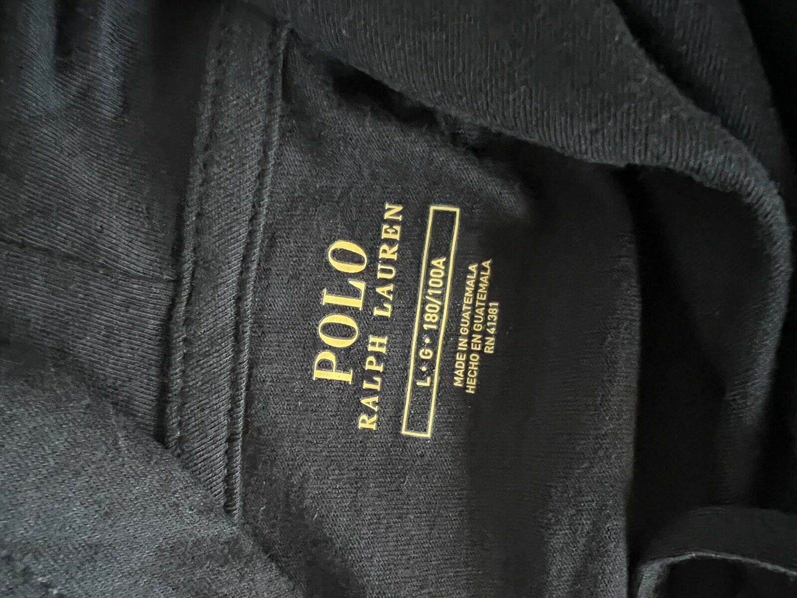 Neu mit Etikett: 69,50 $ Polo Ralph Lauren Langarm-Bären-T-Shirt mit Kapuze, Schwarz, Größe L 