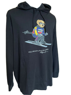 Neu mit Etikett: 69,50 $ Polo Ralph Lauren Langarm-Bär-T-Shirt mit Kapuze Schwarz XL 