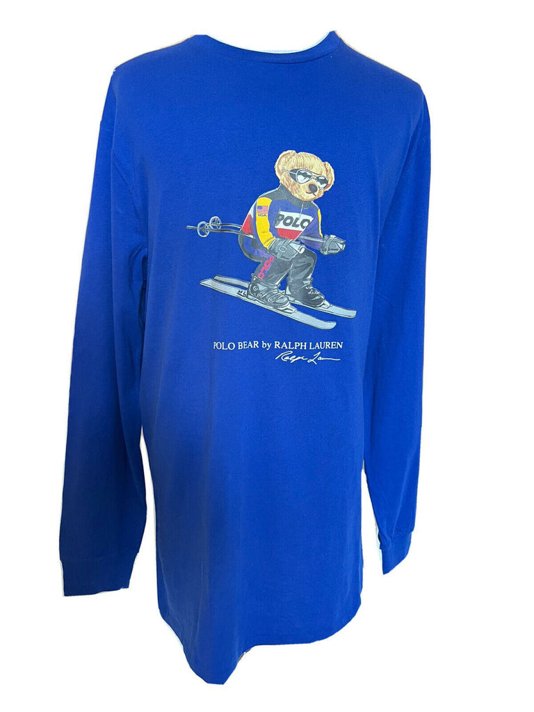 Neu mit Etikett: Polo Ralph Lauren Langarm-T-Shirt mit Bärenmuster, Blau, 3XB 