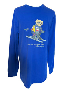 Neu mit Etikett: Polo Ralph Lauren Langarm-T-Shirt mit Bärenmuster, Blau, 3XB 