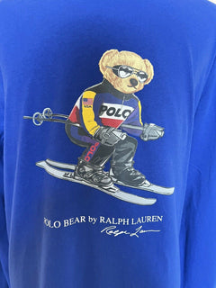 Neu mit Etikett: Polo Ralph Lauren Langarm-T-Shirt mit Bärenmuster, Blau, 3XB 