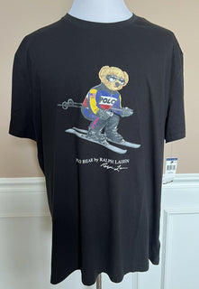 Neu mit Etikett: Polo Ralph Lauren Kurzarm-T-Shirt mit Bärenmotiv, Schwarz, 2XL 