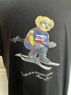Neu mit Etikett: Polo Ralph Lauren Kurzarm-T-Shirt mit Bärenmotiv, Schwarz, 2XL 