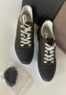 NIB 650 $ Bottega Veneta Herren-Sneaker aus Segeltuch in Grau/Grün 9,5 US (42,5 Eu) 548834 