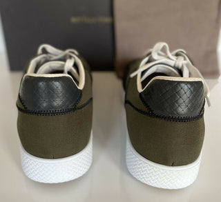 NIB 650 $ Bottega Veneta Herren-Sneaker aus Segeltuch in Grau/Grün 9,5 US (42,5 Eu) 548834 