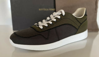 NIB 650 $ Bottega Veneta Herren-Sneaker aus Segeltuch in Grau/Grün 9,5 US (42,5 Eu) 548834 