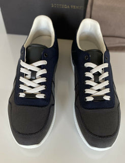 NIB 650 $ Bottega Veneta Herren-Sneaker aus Segeltuch in Grau/Blau 8,5 US (41,5 Eu) 548834 