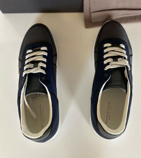 NIB 650 $ Bottega Veneta Herren-Sneaker aus Segeltuch in Grau/Blau 8,5 US (41,5 Eu) 548834 