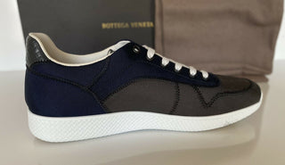 NIB 650 $ Bottega Veneta Herren-Sneaker aus Segeltuch in Grau/Blau 8,5 US (41,5 Eu) 548834 