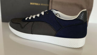 NIB 650 $ Bottega Veneta Herren-Sneaker aus Segeltuch in Grau/Blau 8,5 US (41,5 Eu) 548834 