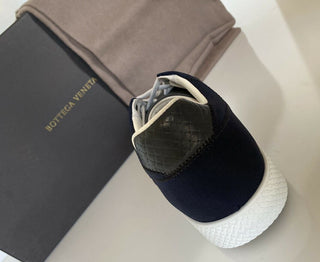 NIB $ 650 Bottega Veneta Herren-Sneaker aus Segeltuch in Grau/Blau 9 US (42 Eu) 548834 IT 