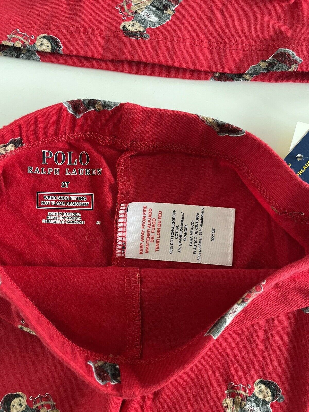 Neu mit Etikett: 50 $ Polo Ralph Lauren Bear Jungen-Pyjama-Set in Rot, 24 Monate
