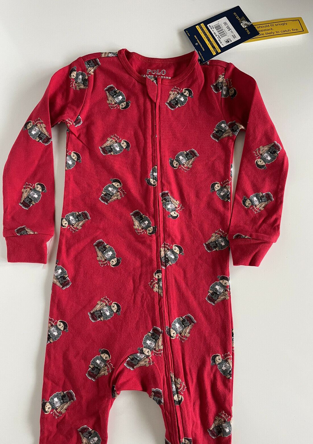 NWT $45 Polo Ralph Lauren Bear Long Sleeve Red Onesie18-24 Months