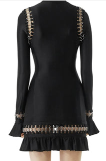 Neu mit Etikett: 2.790 $ Burberry Damen-Minikleid mit Ringrüschen in Schwarz, Größe M, Italien, Größe L