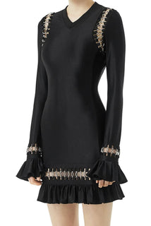 Neu mit Etikett: 2.790 $ Burberry Damen-Minikleid mit Ringrüschen in Schwarz, Größe M, Italien, Größe L