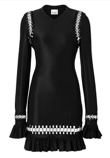 Neu mit Etikett: 2.790 $ Burberry Damen-Minikleid mit Ringrüschen in Schwarz, Größe M, Italien, Größe L