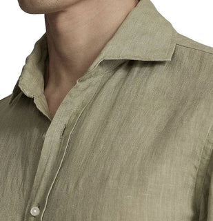Neu mit Etikett: 395 $ Ralph Lauren Purple Label Herren-Sporthemd „Serengeti“ aus Leinen, Olivgrün, XL