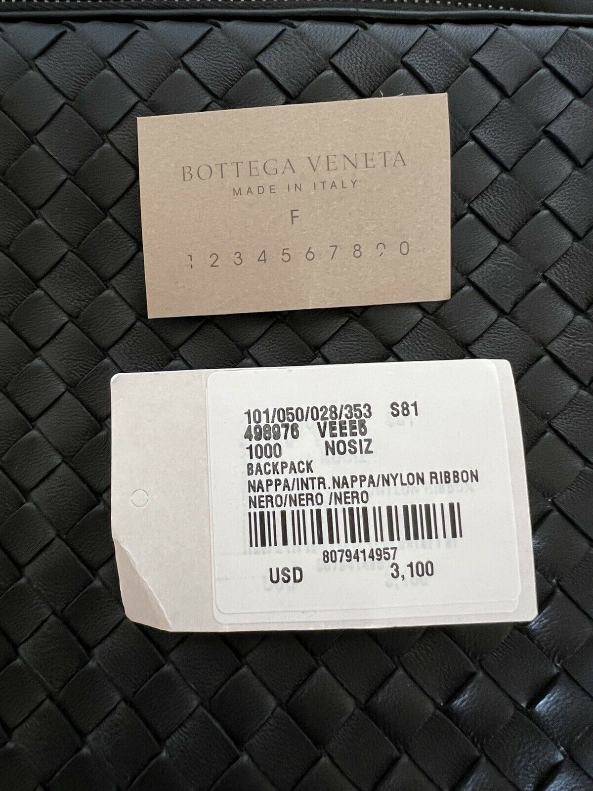 NWT $3100 Черный кожаный рюкзак Intrecciato Bottega Veneta, сделано в Италии 498976