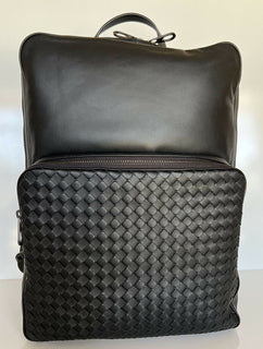 NWT 3100 $ Bottega Veneta Leder Intrecciato Rucksack Schwarz Hergestellt in Italien 498976