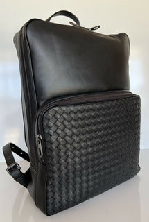 NWT 3100 $ Bottega Veneta Leder Intrecciato Rucksack Schwarz Hergestellt in Italien 498976