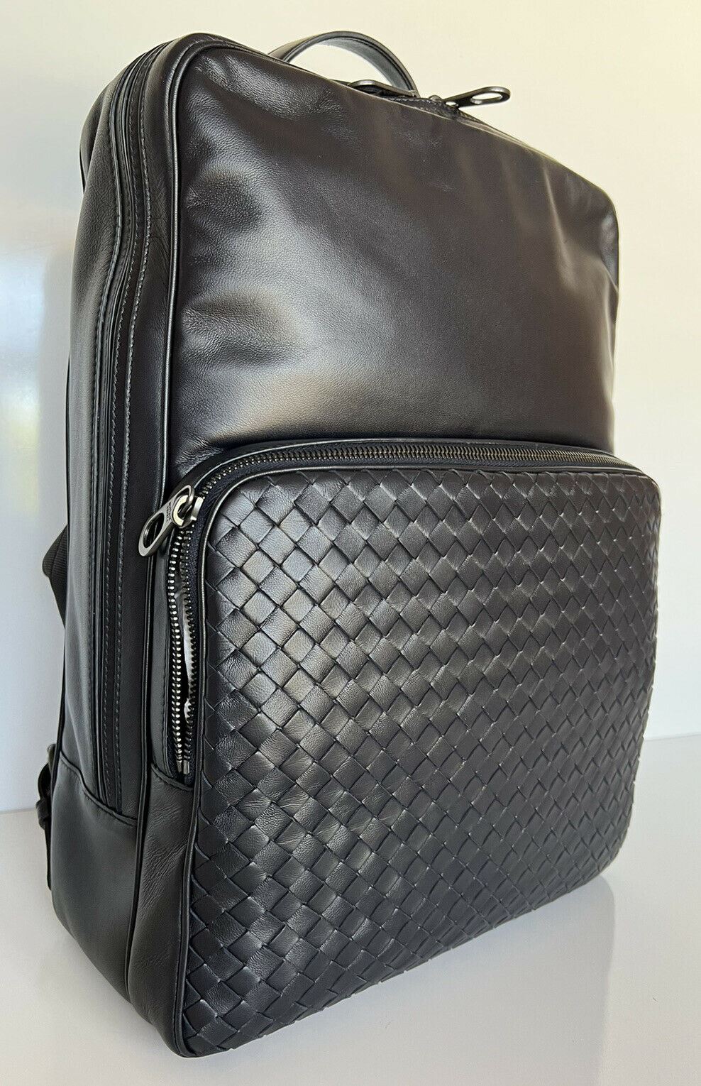 NWT 3100 $ Bottega Veneta Leder Intrecciato Rucksack Dunkelblau Italien 498976