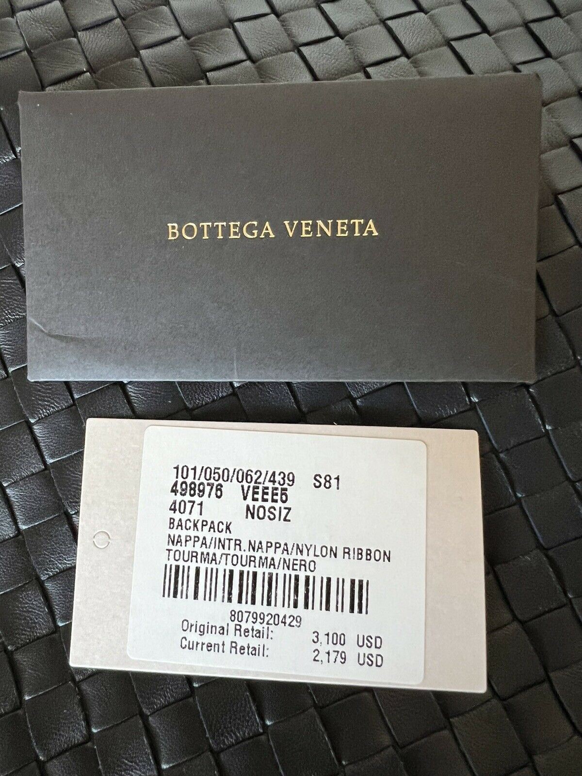 NWT $3100 Bottega Veneta Кожаный рюкзак Intrecciato Темно-синий Италия 498976