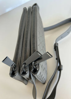 Neu mit Etikett: 1650 $ Bottega Veneta Intrecciato Leder 3 in 1 Umhängetasche Graphit 609692