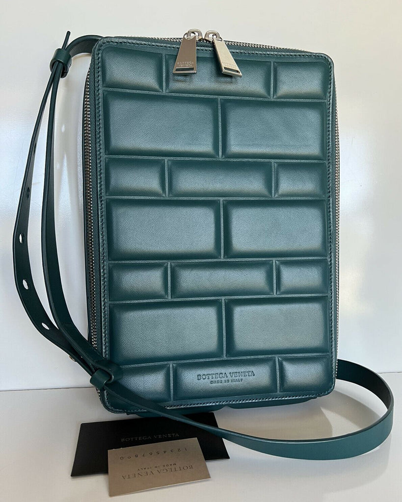 NWT 2290 $ Bottega Veneta Nappaleder Teal Modern Umhängetasche Italien 596730 
