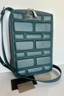 NWT 2290 $ Bottega Veneta Nappaleder Teal Modern Umhängetasche Italien 596730 