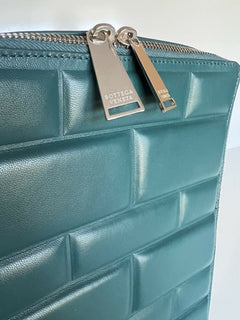 NWT 2290 $ Bottega Veneta Nappaleder Teal Modern Umhängetasche Italien 596730 