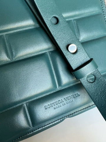 NWT $2290 Bottega Veneta Nappa Leather Teal Modern Crossbody Bag Italy 596730