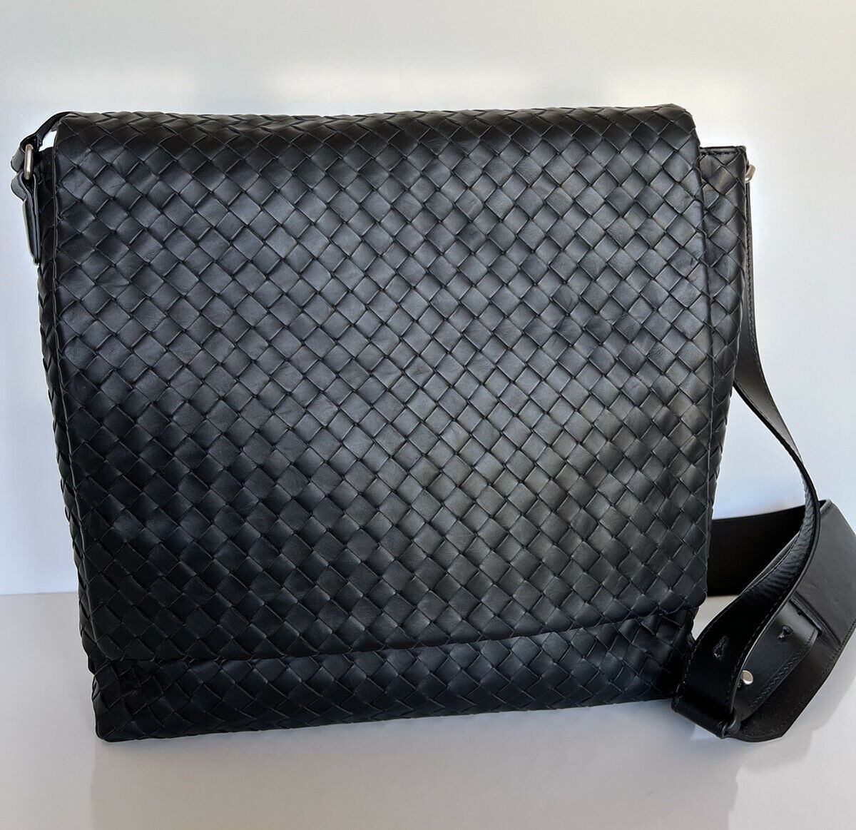 NWT $3000 Черная кожаная сумка через плечо Bottega Veneta Intrecciato Италия 577538 