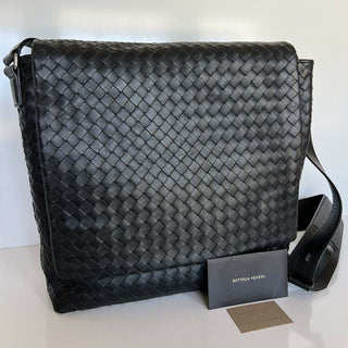 NWT 3000 $ Bottega Veneta Leder Intrecciato Schwarze Umhängetasche Italien 577538 