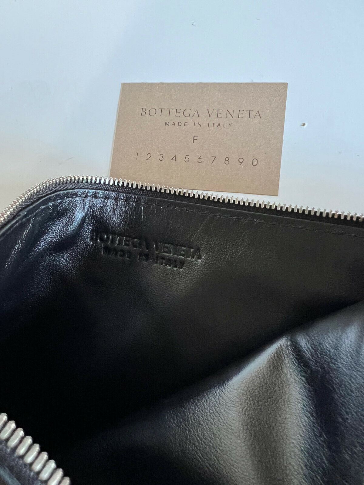 NWT $750 Bottega Veneta Nappa19 Graphic Black Leather Pouch Case 592643 Italy