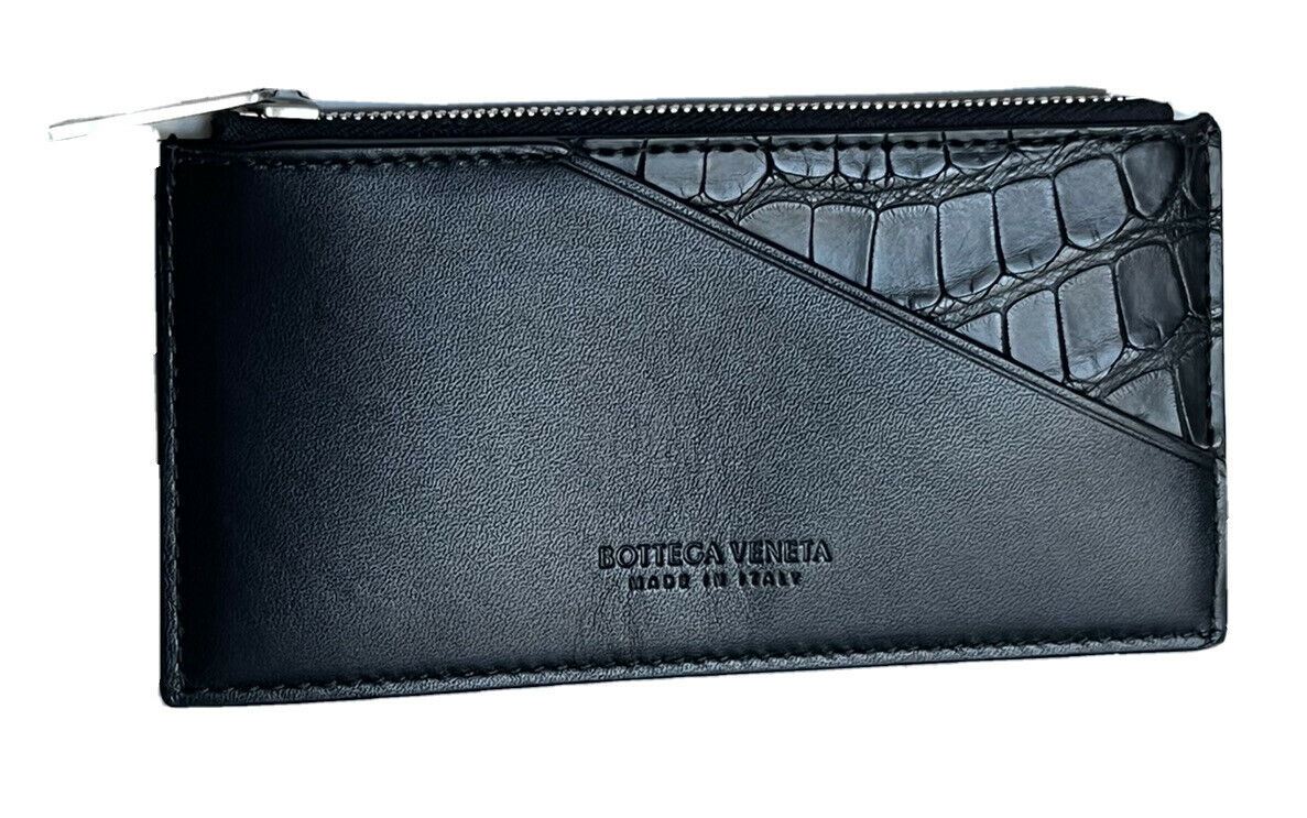 NWT 630 $ Bottega Veneta Herren-Geldbörse mit Reißverschluss aus Leder und Alligatorleder 618956 