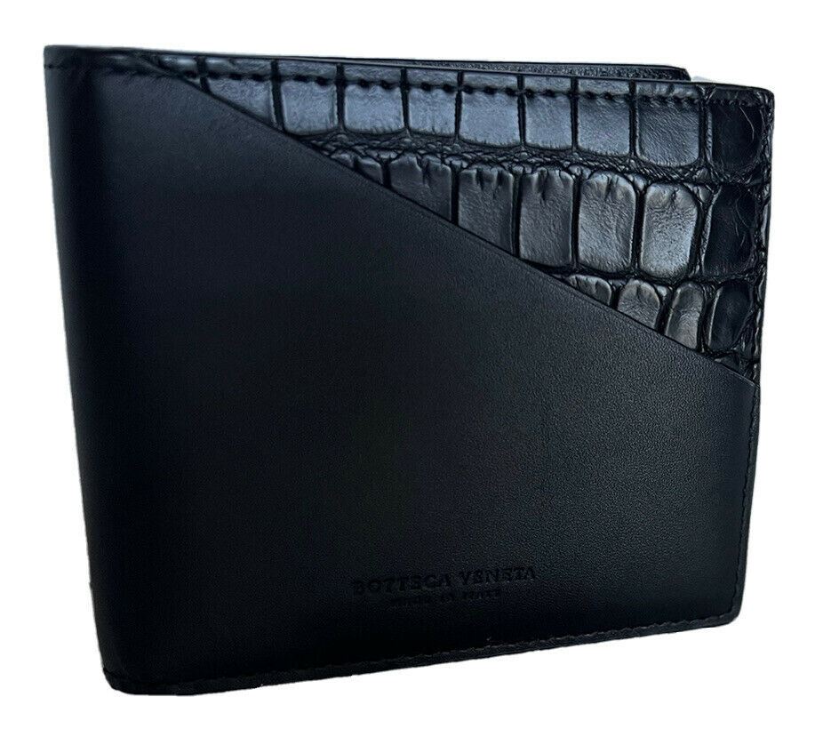Neu mit Etikett: 750 $ Bottega Veneta Bifold-Geldbörse aus französischem Leder und Alligatorleder 619389 IT 