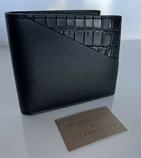 Neu mit Etikett: 750 $ Bottega Veneta Bifold-Geldbörse aus französischem Leder und Alligatorleder 619389 IT 