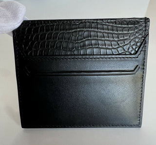 Neu mit Etikett: 490 $ Bottega Veneta Herren-Kartenetui aus Leder und Alligatorleder Schwarz 581060 Italien 