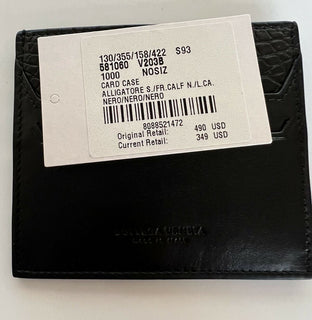 Neu mit Etikett: 490 $ Bottega Veneta Herren-Kartenetui aus Leder und Alligatorleder Schwarz 581060 Italien 