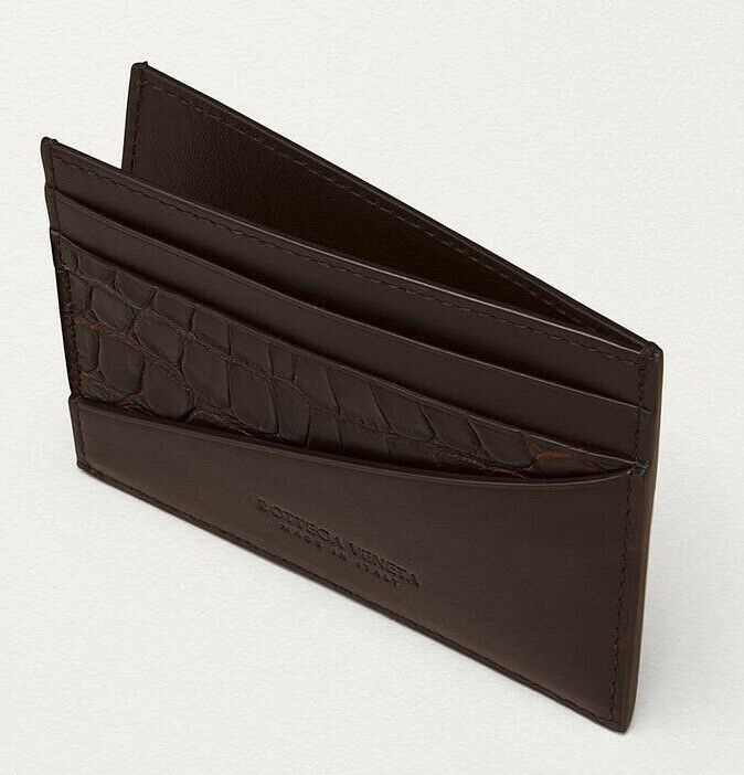 NWT $540 Bottega Veneta Men's Leather & Alligator Card Case Brown 618957 Italy