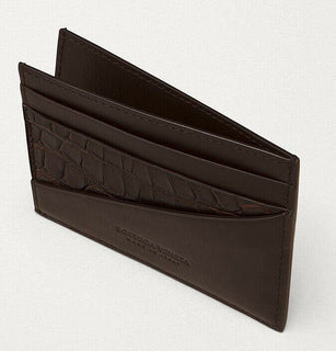 Neu mit Etikett: 540 $ Bottega Veneta Herren-Kartenetui aus Leder und Alligatorleder Braun 618957 Italien