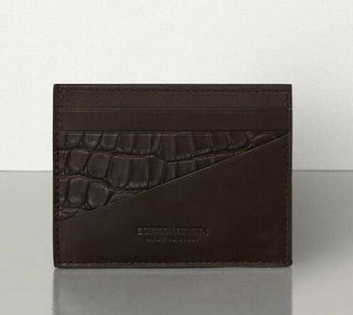 Neu mit Etikett: 540 $ Bottega Veneta Herren-Kartenetui aus Leder und Alligatorleder Braun 618957 Italien
