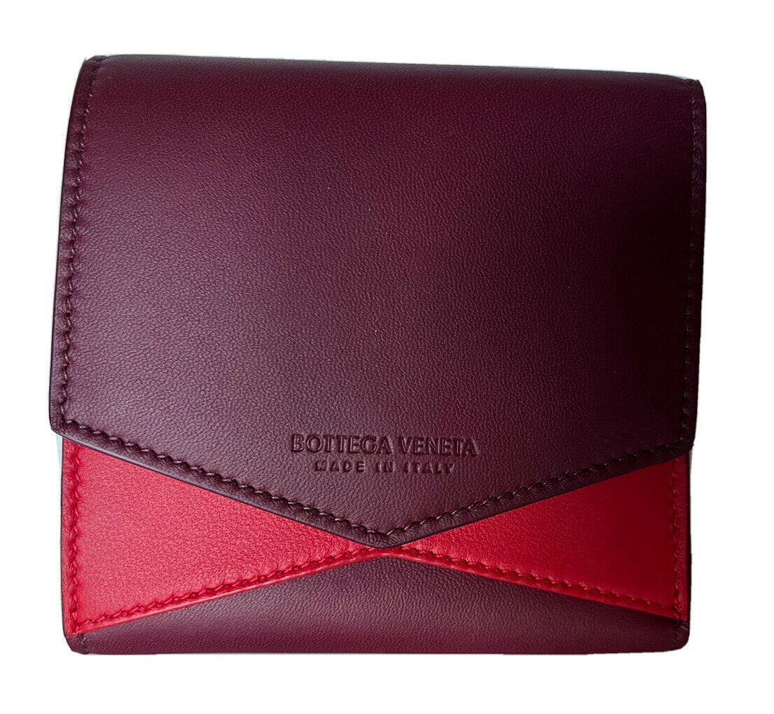 NWT $620 Bottega Veneta Nappa Leather Bordeaux, Bright Red Wallet  597972 Italy
