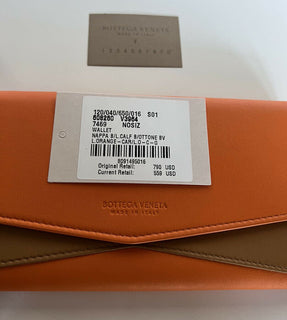 NWT $790 Кошелек Bottega Veneta Leather Continental Light Orange/Caramel 608260 