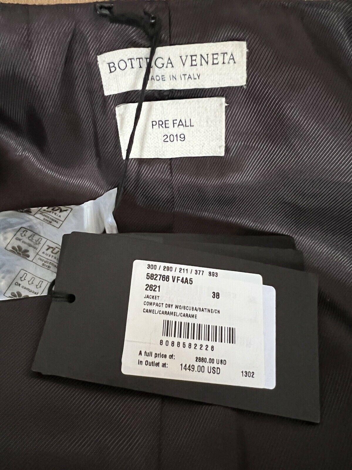 СЗТ 2880 долларов США Bottega Veneta Женский однобортный жакет светло-коричневого/карамельного цвета 38 США