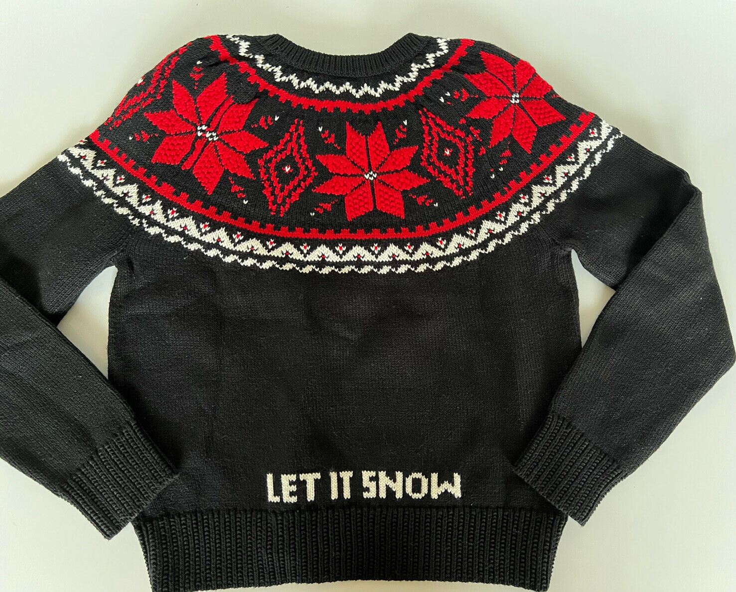 NWT $145 Polo Ralph Lauren Girls Black Let it Snow Cotton Sweater Size XL (16)