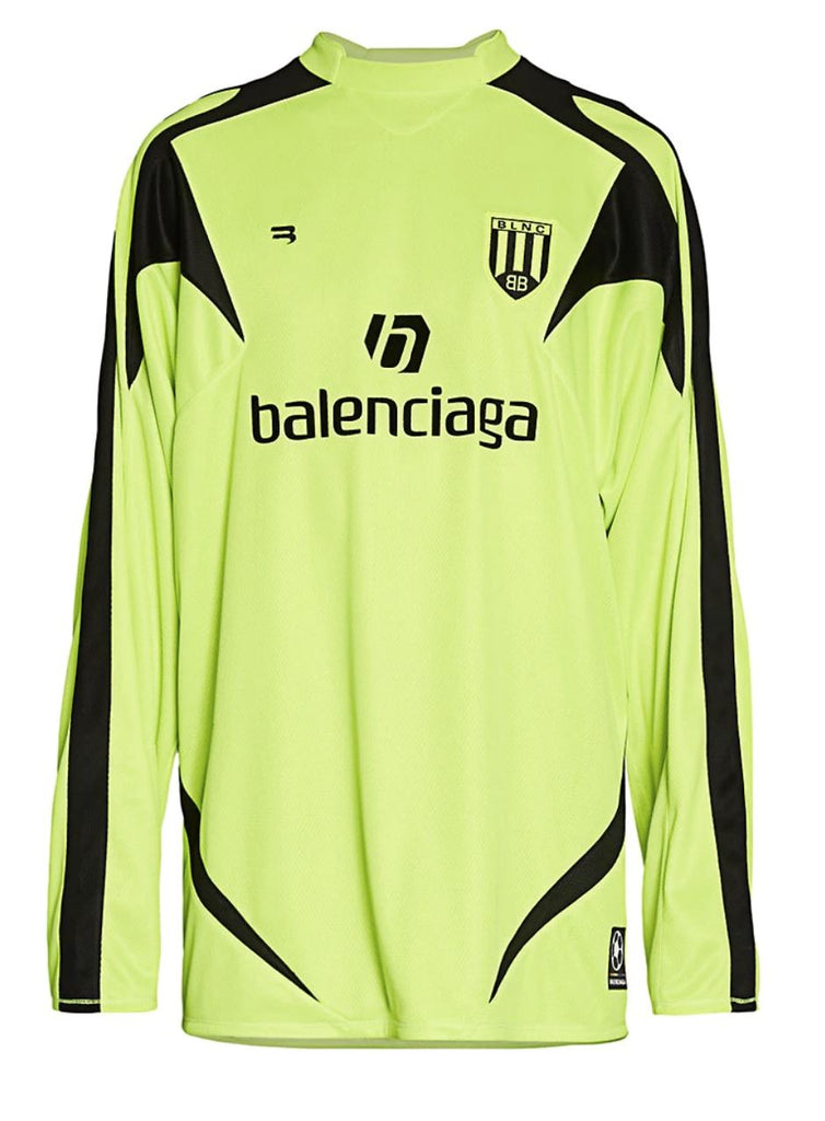 NWT 1190 $ Balenciaga Langarm-Fußball-T-Shirt Gelb XL Hergestellt in Portugal 