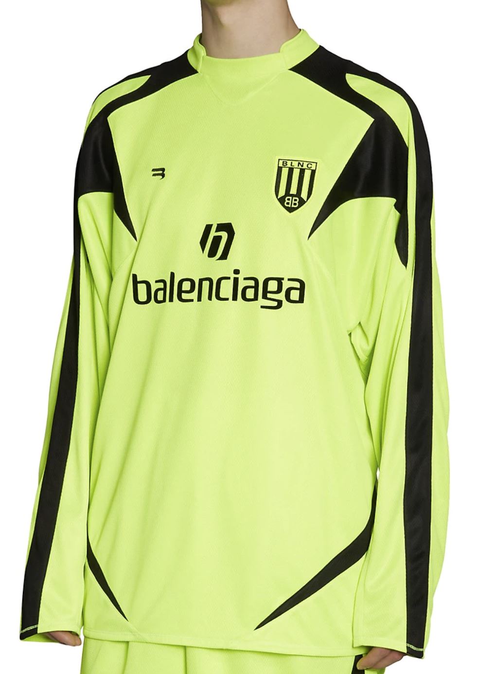 NWT $1190 Balenciaga Long-Sleeve Soccer T-Shirt Yellow XL Made in Portugal